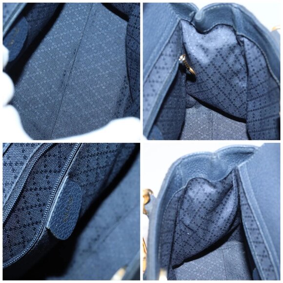 GUCCI Bamboo Hand Bag Suede 2way Navy Gold 000 2214 0316 Auth ep10732 - Picture 15 of 16